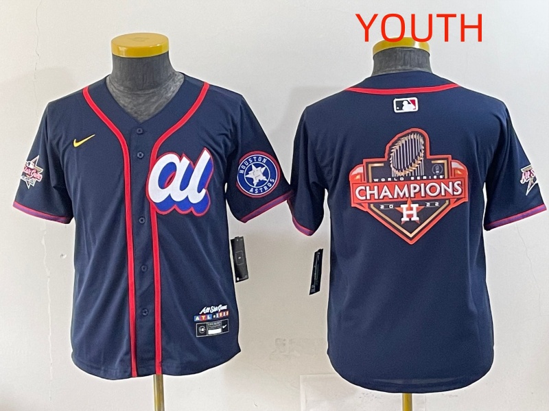 Youth 2025 Houston Astros Blank Drak Blue All star Nike MLB Jersey style 002